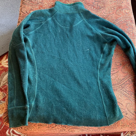 Mountain Hardwear Wool poly stretch full zip jacket sweater dark pine green S M - Picture 3 of 13